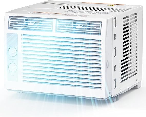 Kndko Window Air Conditioners 5,000BTU, Cools 150 Sq. Ft,2 Cooling Mode & Fan Speeds,Ultra-Quiet, White