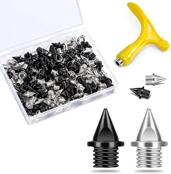 1/4 Inch Track Spikes,130pcs Stainless Steel Pyramid Shoe Spikes with Spike Wrench for Track and Cross Country,Replacement Spikes for Sprint Sports Short Running Shoes