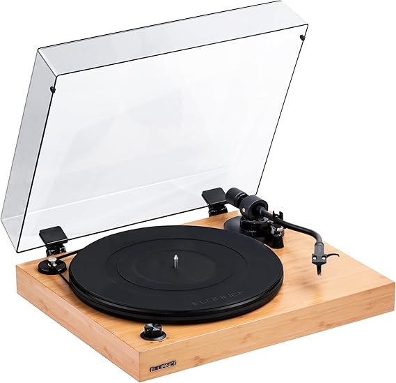 Fluance RT82 Reference High Fidelity Vinyl Turntable Record Player with Ortofon OM10 Cartridge, Speed Control Motor, High Mass MDF Wood Plinth, Vibration Isolation Feet - Bamboo