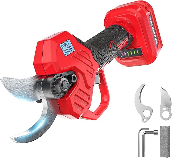 MtiolHig Electric Pruning Shears Compatible with Milwaukee 18v, 26000RPM Cordless Pruning Shears with Brushless Motor, LCD Display, Adjustable Cutting Diameter 0.8-2 Inch for Tree Trimmer (Tool Only)