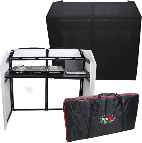ProX XF-MESA-MK2 Mesa MK2 DJ Facade Table Station Includes White & Black Scrims and Padded Carry Bag