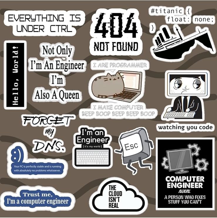 Yazılım Sticker Seti | Laptop Notebook Telefon Etiket Bullet Journal