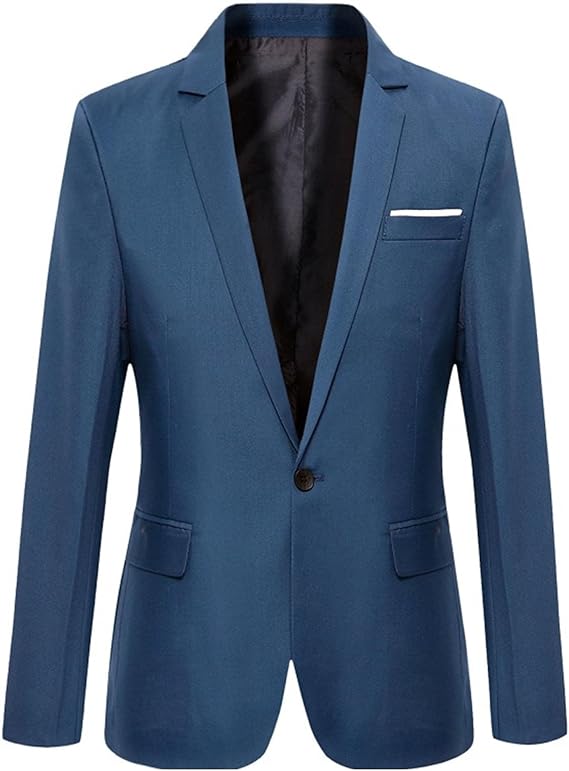 Men's Slim Fit Suit Jacket Casual Lightweight Sport Coat 1 Button Blazer Jackets for Business Wedding (Blue-3,X-Large)