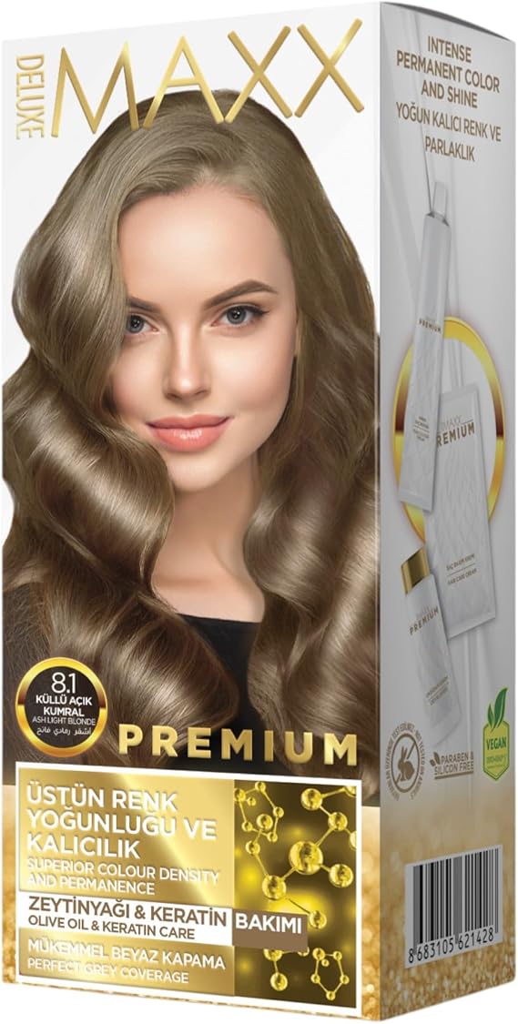 Maxx Deluxe Premıum Yarı Kit Set Saç Boyası 8.1 Küllü Açık Kumral