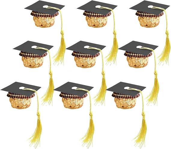 Graduation Cake Topper Hat Mini Graduation Caps Decoration with Tassel Graduation Hat Small Decoration Graduation Cake Decoration Equipment for Graduation Parties (20 Pieces)