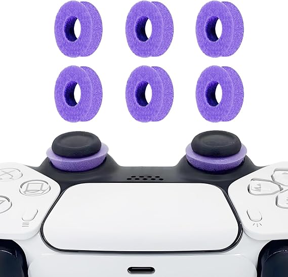 6 Pack Precision Rings Aim Assist for PS5, for PS4, Compatible with Xbox Controllers Accessories Enhance Accuracy & Control with Soft Silicone Rings Compatible with Fortnite & FPS Games, Purple