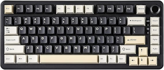 YUNZII B75 75% Hot Swap RGB Mechanical Keyboard(Black,Milk V2 Linear) | Wired, Function Knob, Gasket Mount, Creamy Typing, Pre-Lubed Switches, Double-Shot PBT Keycaps, for Win/Mac