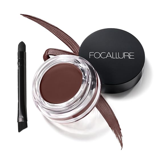 FOCALLURE Eyebrow Pomade with Brush, Waterproof 16HR, Vegan, Dark Brown