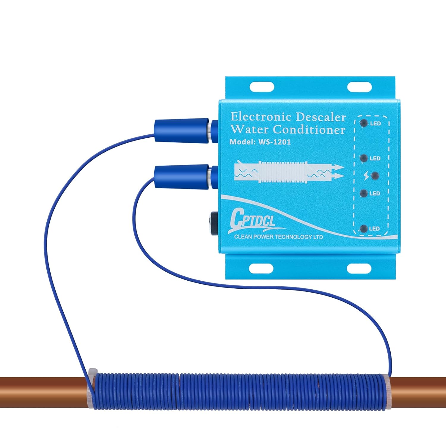 Electronic Water Descaling System Salt-free Descaler Limescale Reduction for All Types of Hydraulic Hoses (Blue)