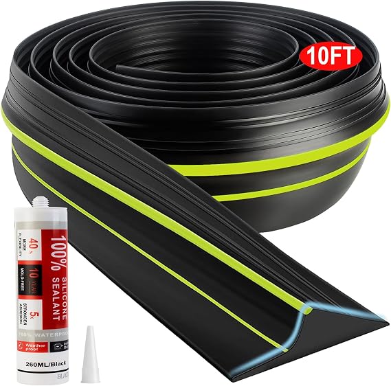 Jin&Bao 10FT Garage Door Threshold Seal Rubber Weather Strip 1 Adhesive