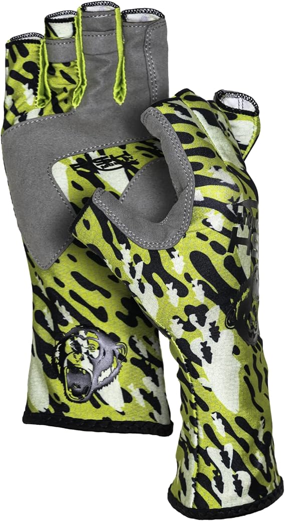 Fish Monkey SPF 50+ Four Way Stretch Quick Dry Breathable Half Finger Second Skin Fit Fishing Guide Gloves Superior Non Slip Grip for Men and Women