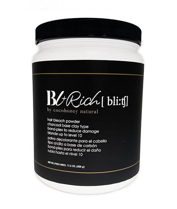 Hair Bleaching Powder for Dark Hair Lightening Blonde Hair Salon Quality Safe at Home (Charcoal 17.5 oz (500g))