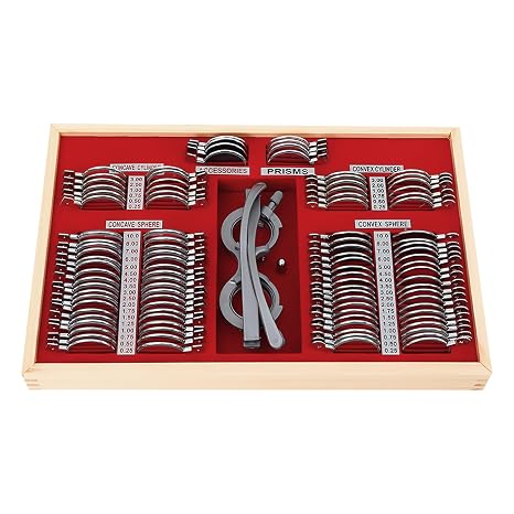 104Pcs Optical Trial Lens Set,Precise Metal Rim Optometry Kit Optometry Test Trial Frame