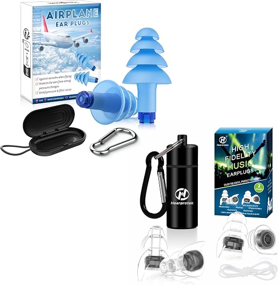 Hearprotek Ear Pressure Relief Earplugs, 2 Pairs High Fidelity Concert Ear Plugs