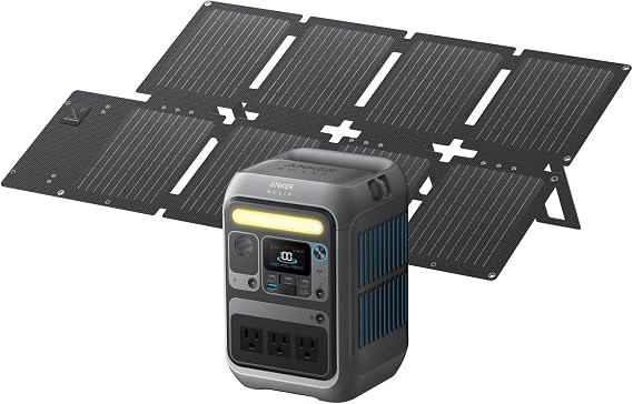 Anker SOLIX C300 Portable Power Station with 60W Solar Panel, 288Wh, 300W