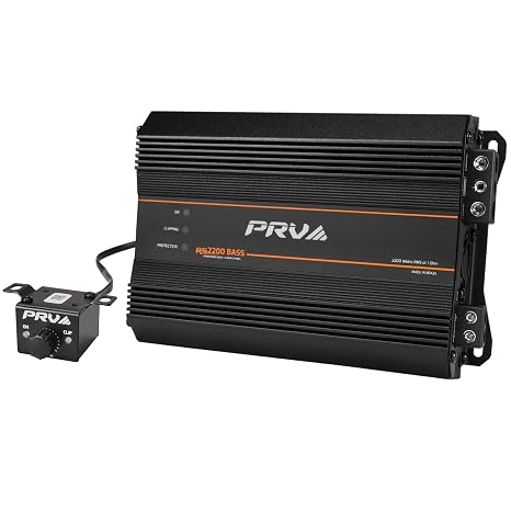 PRV Audio 2200 Watts Monoblock Class D Subwoofer Amplifier RS2200 BASS 1 Ohm 12 Volts Car Amp, Built-in Crossover, Bass Boost, Smart Fans with Remote Sub Level Control Bass Knob Included