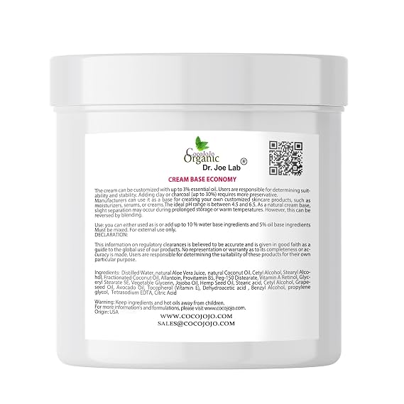 cocojojo CREAM BASE ECONOMY - RICH BASE CREAM FOR COSMETICS, MADE WITH VITAMINS AND COSMETIC OILS, VEGAN, GENTLE AND HYDRATING - 2 LB