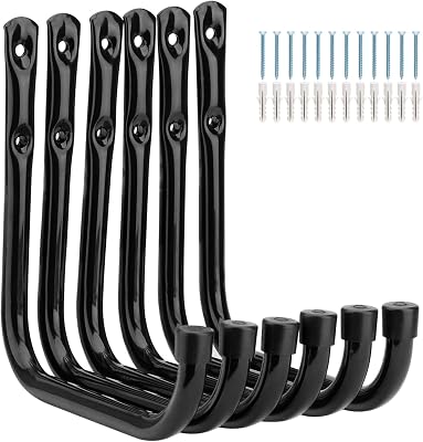 Heavy Duty Garage Hooks, 6.7Inch Wall Mount Garden Tools Storage Hook for Bike, Ladder, Chair, Garden Hose, Power Tool, Indoor Outdoor
