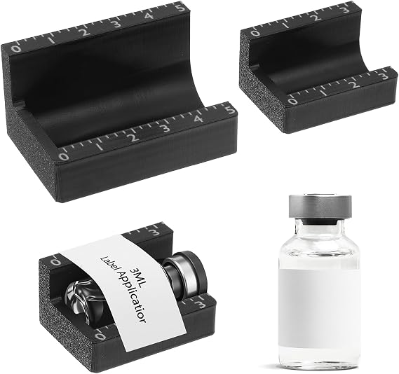 2 Pcs Vial Label Applicator Bottle 3ml 5ml Labeling Application Tool Compatible Handheld Sticker Alignment Small Jars Essential Oils Containers Bottles for Businesses Clinic Home (Black)
