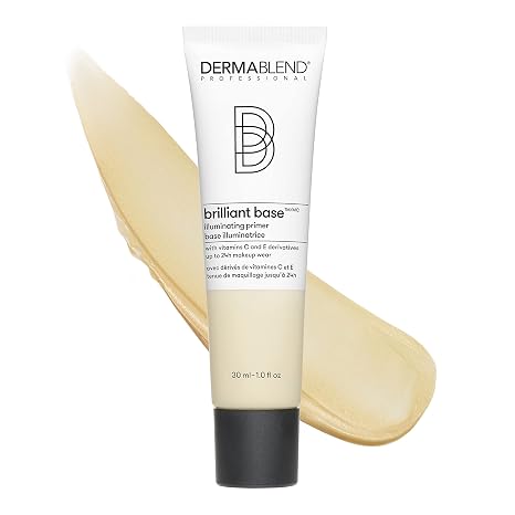 Dermablend Brilliant Base Illuminating Primer Face Makeup - Formulated with Niacinamide, Shea Butter, and Glycerin, Enriched with Vitamin C and E Derivatives, Provides Long Lasting Radiance, 1 Fl Oz