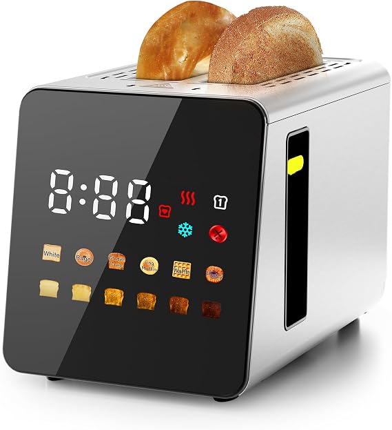 WUNLY Smart Touchscreen 2 Slice Toaster, Wide Slot, Memory & Single-Slot