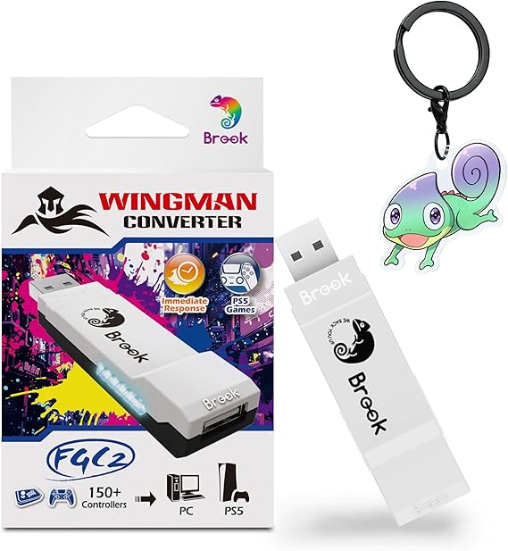 Brook Wingman FGC2 Converter with Keychain-Arcade Joystick Adapter Gamepad for PS5 & PC, Supports All PS5 Games (Official Exclusive Version)