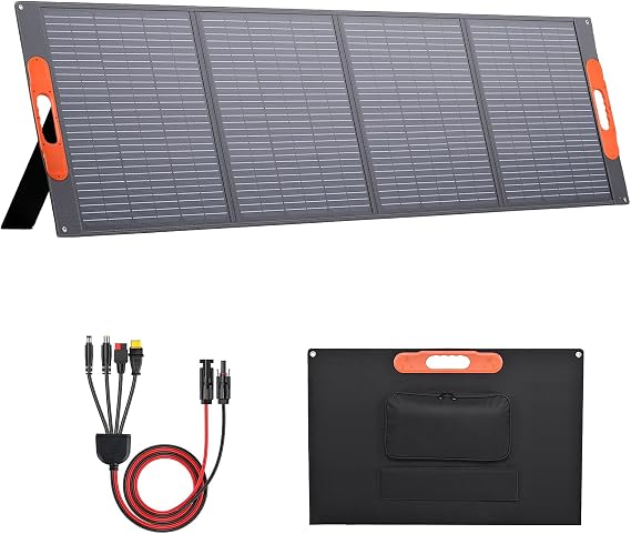 400W Foldable Solar Panel, Monocrystalline Solar Panel, Waterproof ETFE Surfaces (IP67), 24% Conversion Rate, Includes 4-in-1 MC4s Adapter Cable, Ideal for Powers Stations, RVs, Hiking, Camping