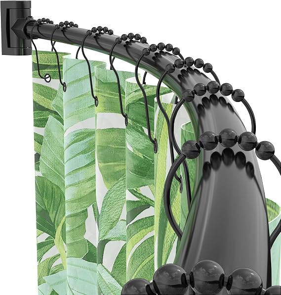 Curved Shower Curtain Rod For Bathroom, 38-72 Inches Adjustable, Black