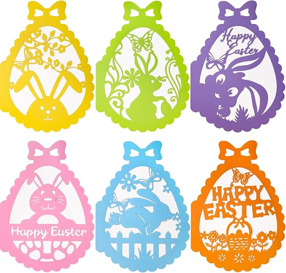 Fancy Land 12 Pcs Easter Cards with Envelopes and Stickers for Kids Egg Die Cut Design Glitter Happy Easter Greeting Cards 5 x 7 Inches