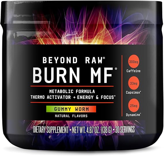 BEYOND RAW GNC Burn MF, Metabolic Formula, Gummy Worm, 30 Servings