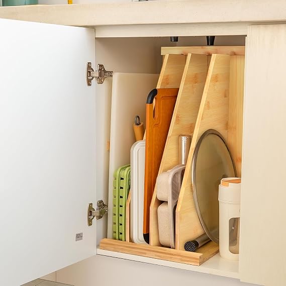 Upgraded Tray Dividers for Cabinets,15in Hx22in Dx12in W, Kitchen Cabinet Tray Divider for Pans, Lids, Pot And Pan, Cookie Sheet. with 3 Dividers,Keeping The Kitchen Organized(1)