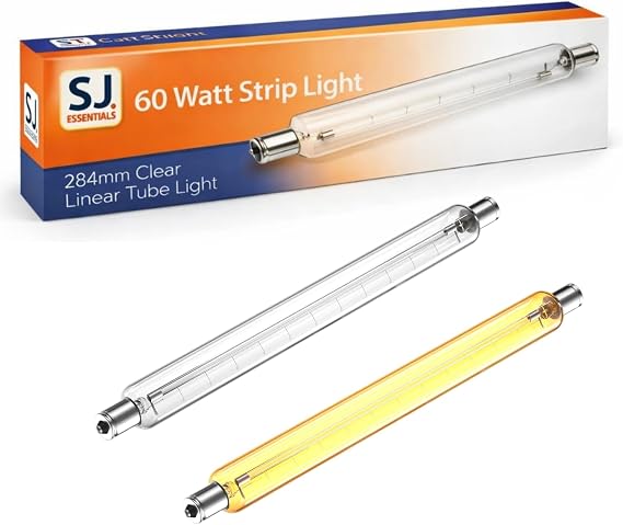 Striplight Bulb 240V 60W 284mm Clear - Linear Tube Light for Cabinet, Mirror, Picture, Shaver Lights - Replacement Warm White Strip Light, 284mm Length - Energy Class G - 1 Pack [Energy Class A+++]