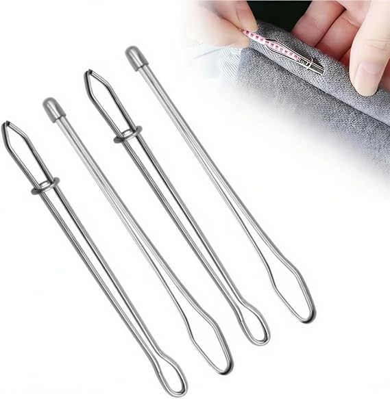 Upgraded DIY Rope Threader Clip, 2025 Metal Drawstring Threader Tool Set with Latch, Drawstrings Replacement with Easy Threaders for Drawstring Replacement for Hoodies, Shorts, Pants (4pcs)