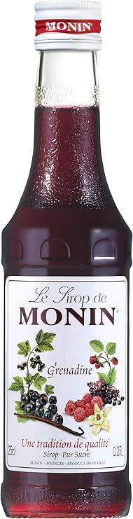 MONIN Grenadine Syrup, 8.5 fl oz 250 ml, Non-Alcoholic Mixer for Cocktails/Mocktails Loved by Professional Bartenders and Baristas, Store at Room Temperature