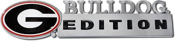 Elektroplate Georgia Bulldogs Edition Metal Auto Emblem for Cars, Trucks, and All Auto | Universal Fit at 7" x 2.25" | Weatherproof