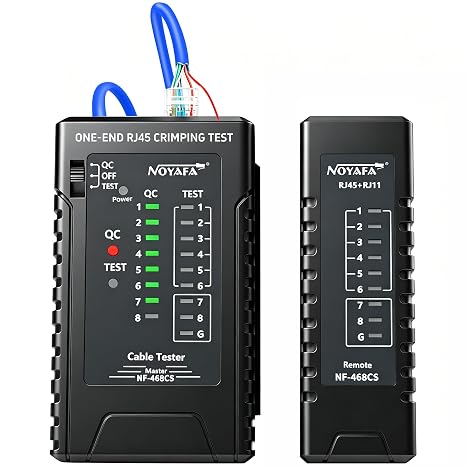 NF-468CS Network Cable Tester,Ethernet Continuity & Crimping Tools | Single-Ended RJ45 Fault Check,Rechargeable LAN Wire Mapper,UTP/STP POE Tester,CAT3/CAT5/CAT6/CAT5E/CAT6A/CAT7,RJ11 Phone Line