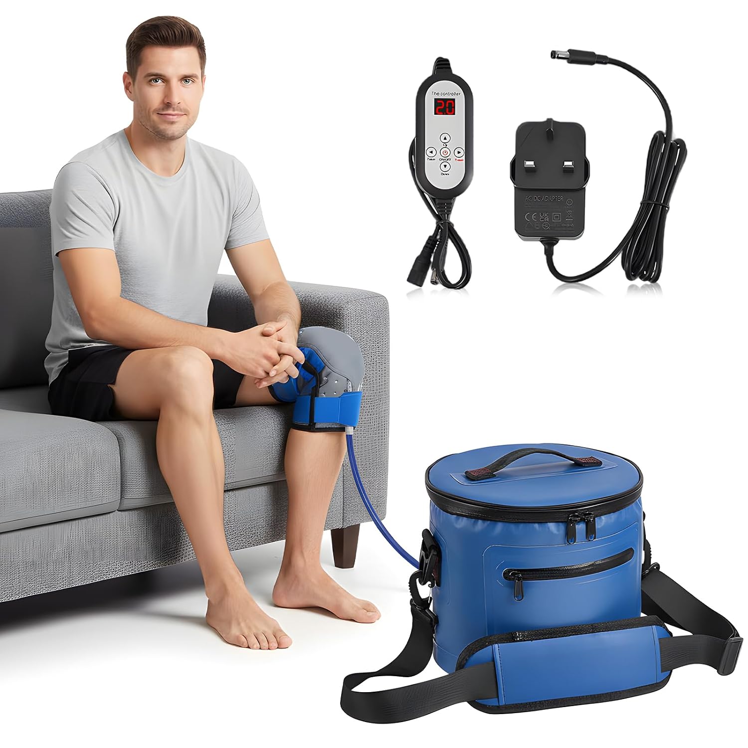 Makdly Knee Ice Machine,Cold Therapy Machine with Cryo Cuff Knee，knee ice pack wrap，ice pack for knee Adjustable Pain Relief Support for Knee, Ankle or Shoulder，Knee, Back, Leg