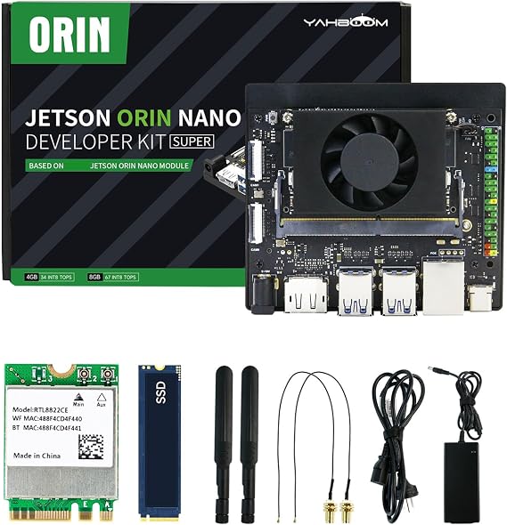 Yahboom Jetson Orin Nano SUPER 4GB Development Kit,34 TOPS,256G SSD