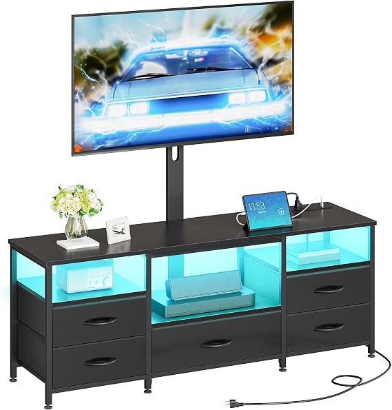 HOOBRO TV Stand with Mount Up to 65 inch TV, with Drawers and Power Outlet