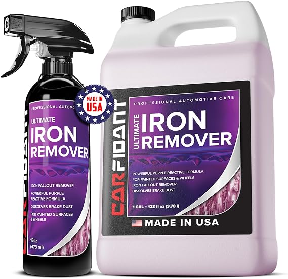 Iron Remover for Car Detailing Iron Decon Spray, Pulls Out Brake Dust, Rust & Fallout - Contaminant Removal for Car Paint & Wheels, pH Neutral Formula - 16 fl. Oz. with Gallon