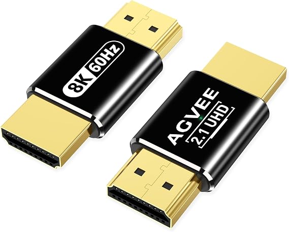 AGVEE 2 Pack HDMI 2.1 Adapter, Male to Male 8k@60HZ HDR Coupler