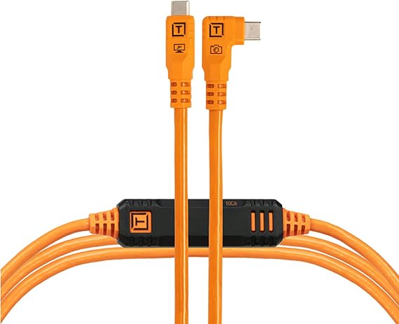 TetherPro Optima 10Gbps Gen 2 USB-C, 15' (4.6m), Düzden Sağa, Yüksek Görünürlüklü Turuncu