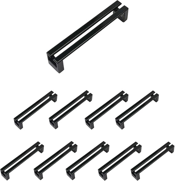 Dowell 10 Pack 3137 5-3/8" Zinc Alloy Drawer/Door Pull/Handle (Black - 3137 128 10-10 Pack)