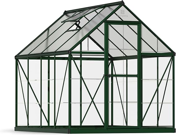 Palram - Canopia Hybrid 6' x 8' Polycarbonate Aluminum Greenhouse, Green