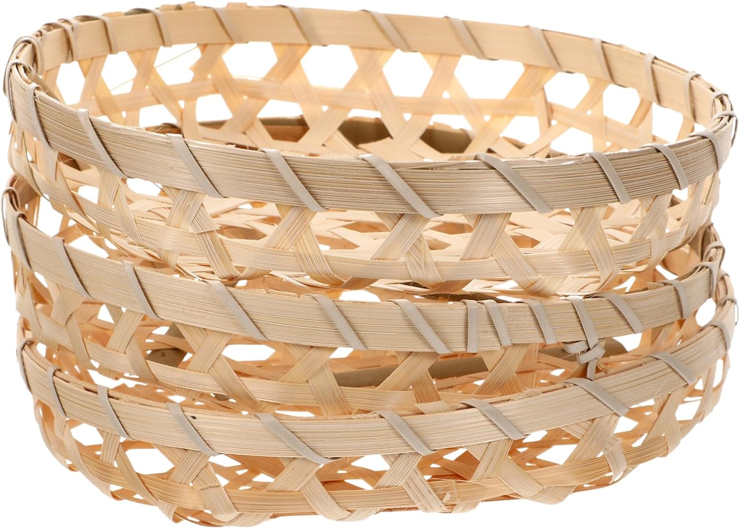 1 Set Bamboo Baskets Flat Shallow Baskets Liner Rectangular Baskets Blanket Baskets Vegetable Kitchen Baskets Egg Basket Storage Baskets Round Baskets 3pcs