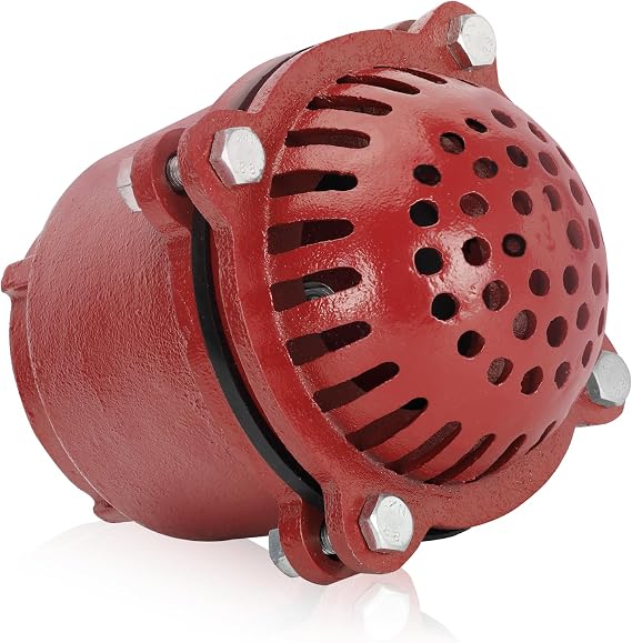 4 Inch Cast Iron Foot Valve with NPT Thread, Heavy-Duty Water Pump Suction Valve for Well & Irrigation, Professional Vertical Check Valve with Built-in Strainer, Corrosion-Resistant Coating