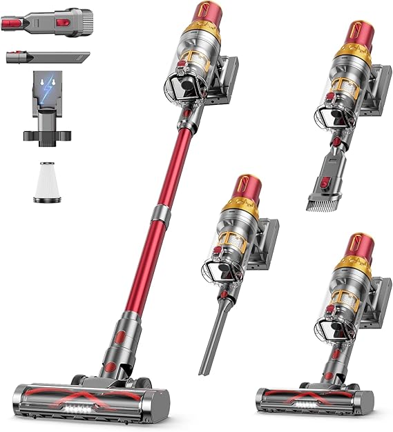 Cordless Vacuum Cleaner, 580W 48Kpa 65Mins Vacuum Cleaner for Home, Stand-Free Stick Vacuum, OLED Display, Auto Scrap Dust Tech, Lightweight, Anti-Tangle Vacuum Cordless for Woodfloor Carpet Pet Hair
