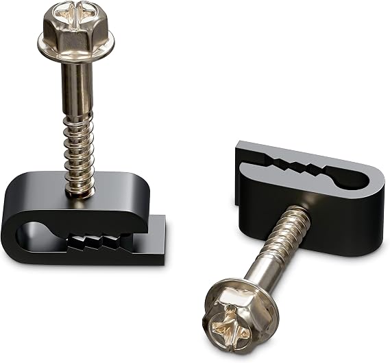 THE CIMPLE CO Mini Screw-in Cable Clips and Fasteners - Indoor/Outdoor Single Screw Clips - 3mm Wire Clamps for Fiber Optic Cables and Thermostat, Ground Wires - 3 mm (1/10 Inch), Black, 100 PCS