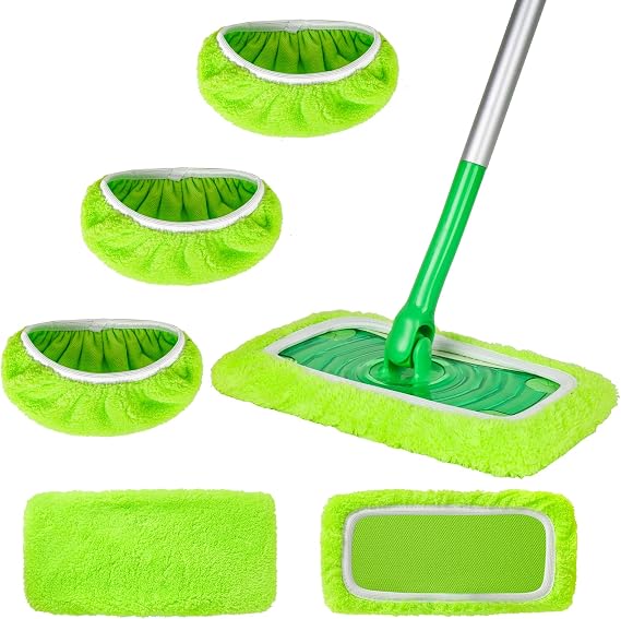 3 Pack Reusable Microfiber Mop Pads Compatible with Swiffer Sweeper Mop, Wet and Dry Flat mop Cover, Washable Swiffer Pads for Surface/Hardwood Floor Cleaning (Mop is Not Included)