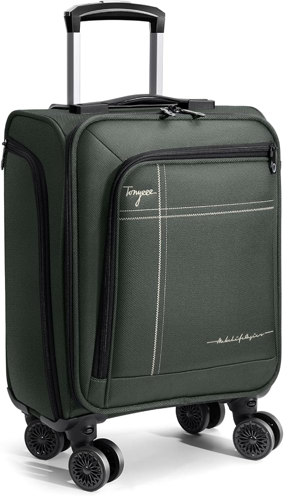 17 Inch Underseat Carry on Luggage with Removable Spinner Wheels